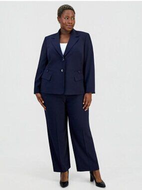 Le Suit Plus Size Four-Pocket Jacket Midnight Navy Size 16